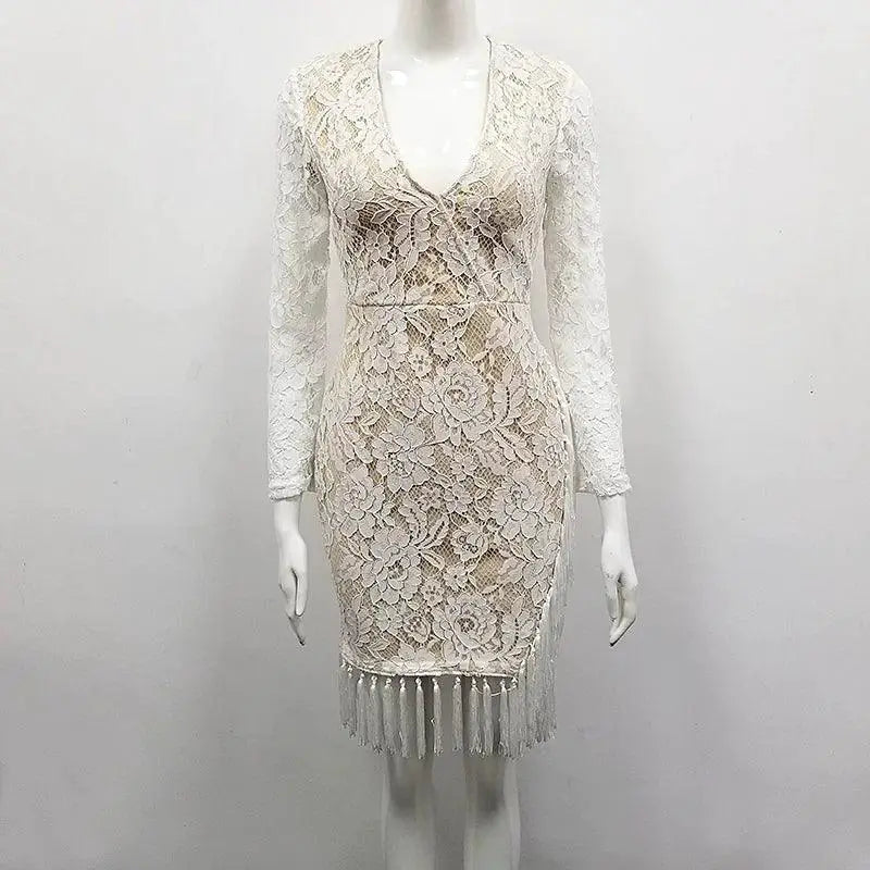 Fringe Lace Dress Chic Statement Piece For Women After Dark