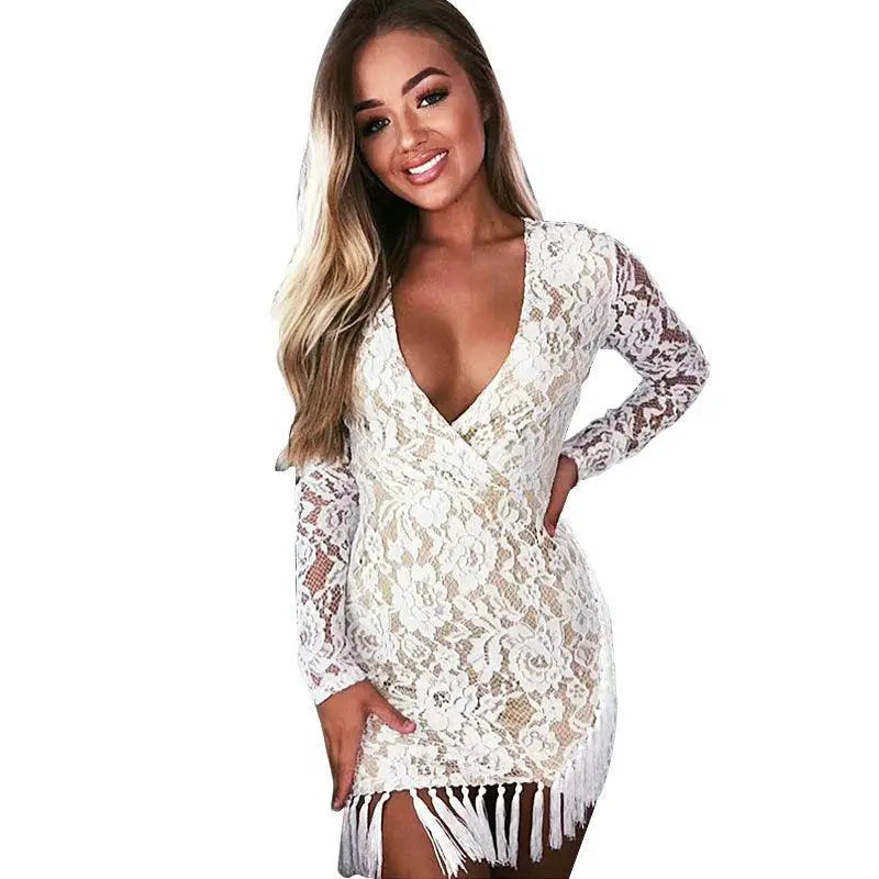 Fringe Lace Dress Chic Statement Piece For Women After Dark