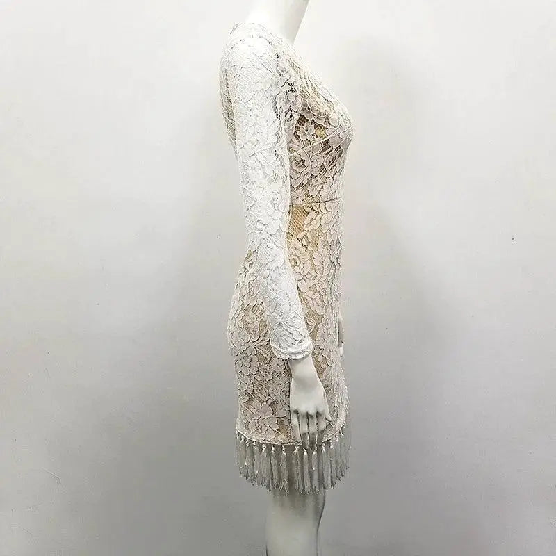 Fringe Lace Dress Chic Statement Piece For Women After Dark