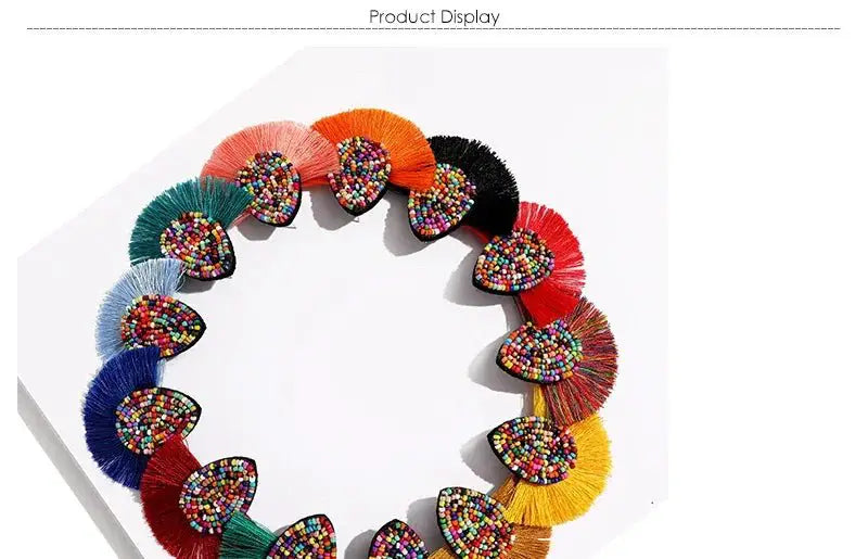 Fringe Tassel Earrings For Women Beaded Boho Jewelry