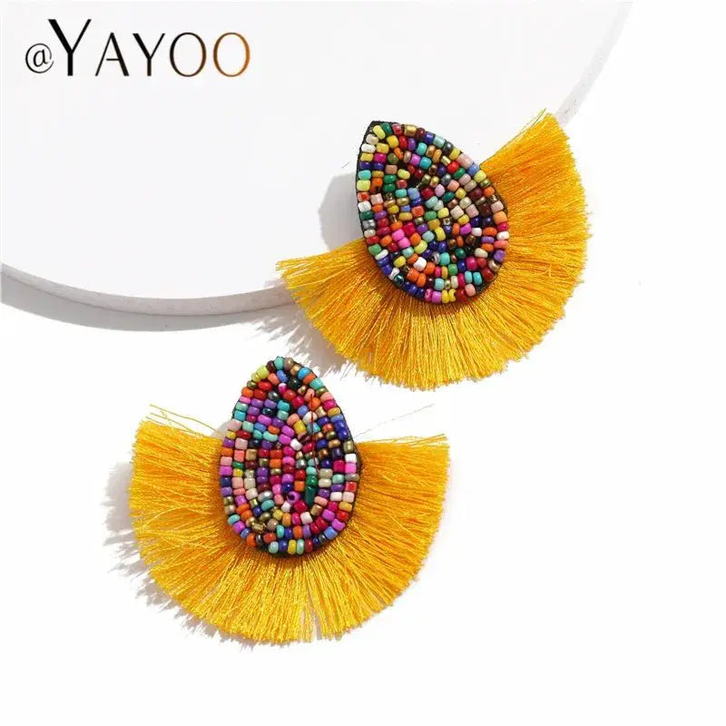 Fringe Tassel Earrings For Women Beaded Boho Jewelry