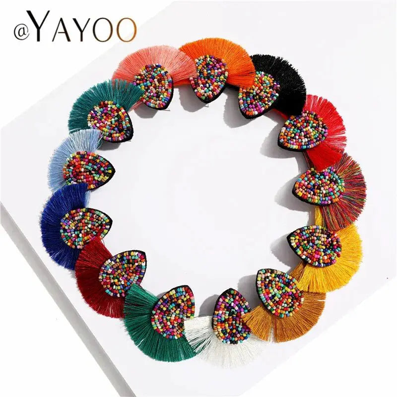 Fringe Tassel Earrings For Women Beaded Boho Jewelry
