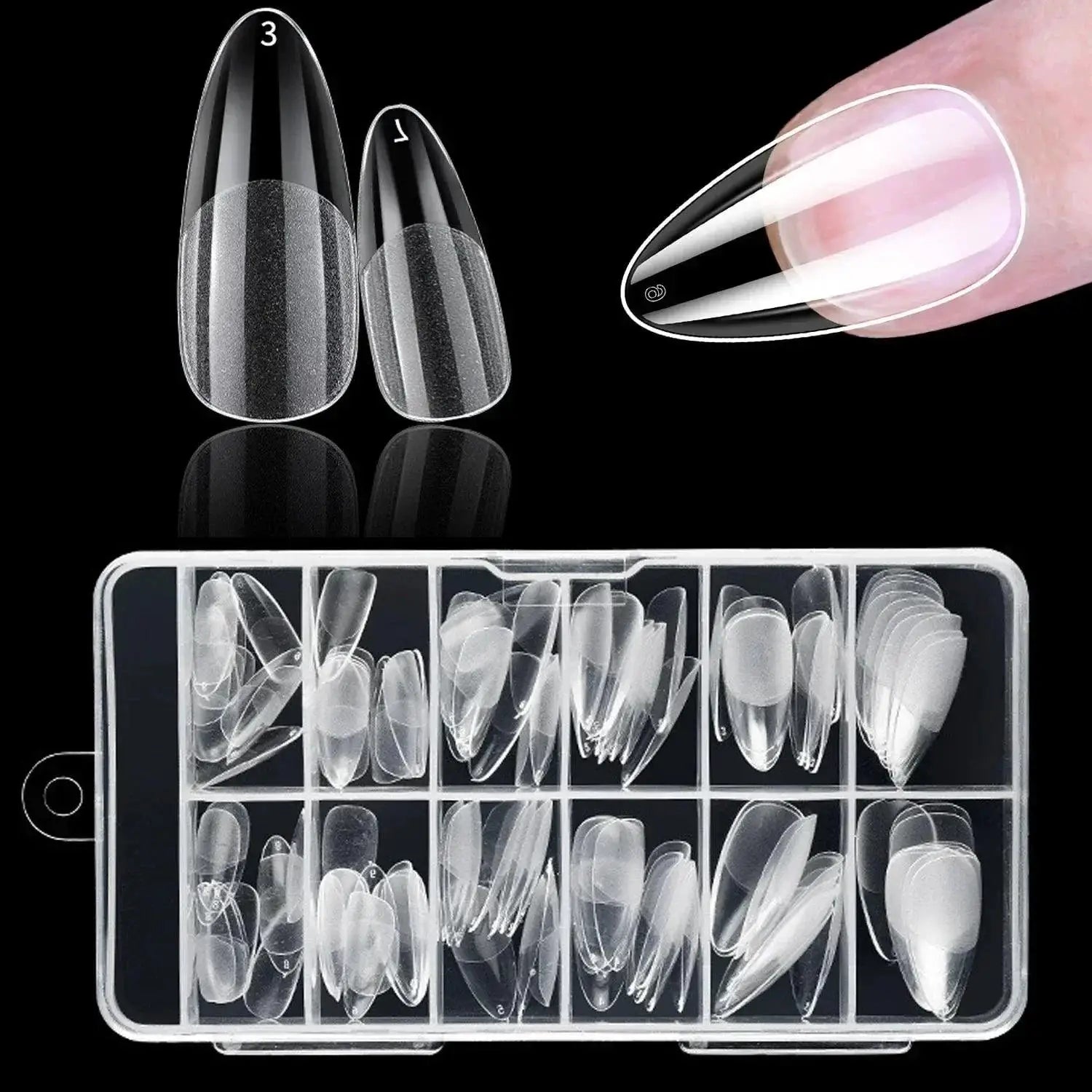 Frosted Clear Acrylic Nails Set With Multiple Shapes Kit