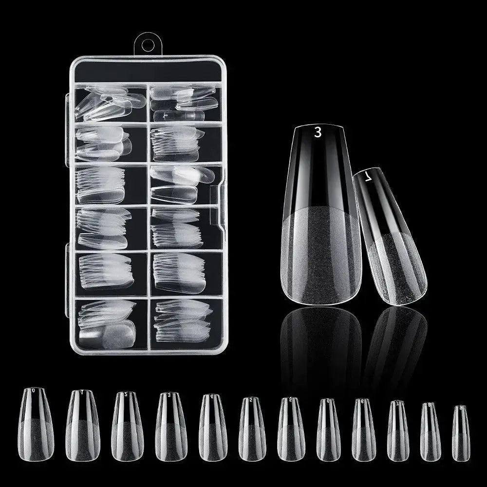 Frosted Clear Acrylic Nails Set With Multiple Shapes Kit