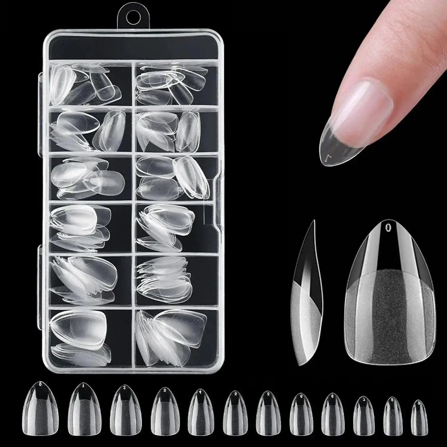 Frosted Clear Acrylic Nails Set With Multiple Shapes Kit