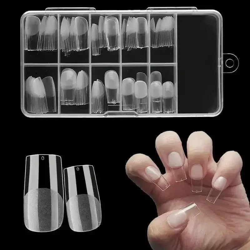 Frosted Clear Acrylic Nails Set With Multiple Shapes Kit