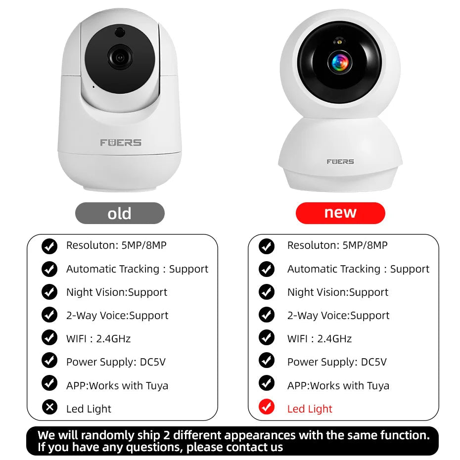 Fuers 5MP WiFi Cameras Tuya Compatible AI Detection Indoor Security Baby Monitor