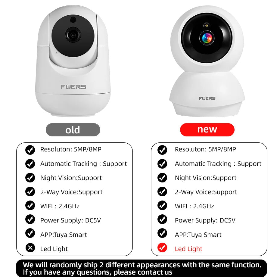 Fuers 5MP WiFi Cameras Tuya Compatible AI Detection Indoor Security Baby Monitor