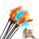 Funny Kitten Cat Teaser Interactive Feather Toy Rod 45cm
