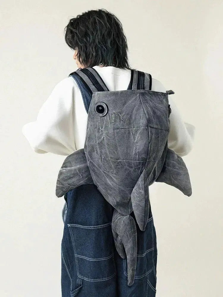 Funny Whale Shark Shape Backpack Travel Bag Men Women