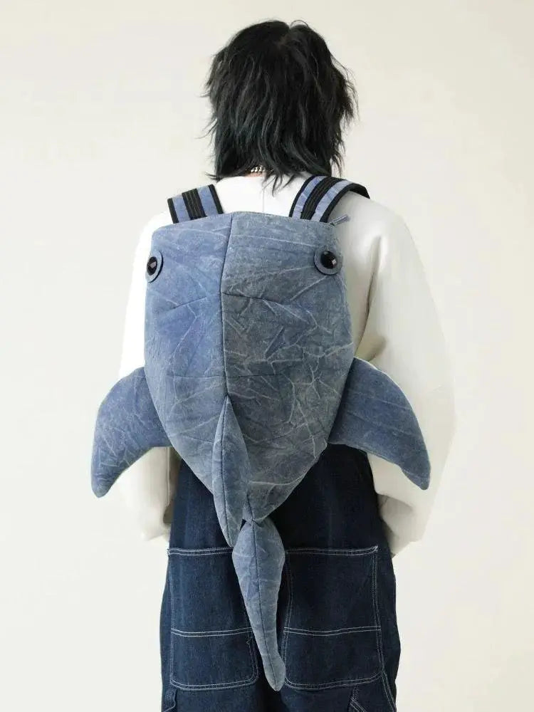 Funny Whale Shark Shape Backpack Travel Bag Men Women