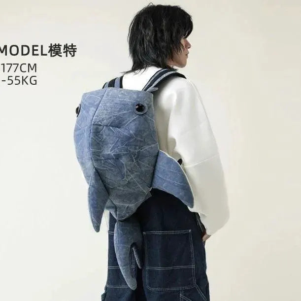 Funny Whale Shark Shape Backpack Travel Bag Men Women
