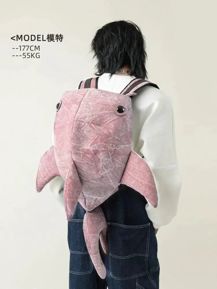 Funny Whale Shark Shape Backpack Travel Bag Men Women
