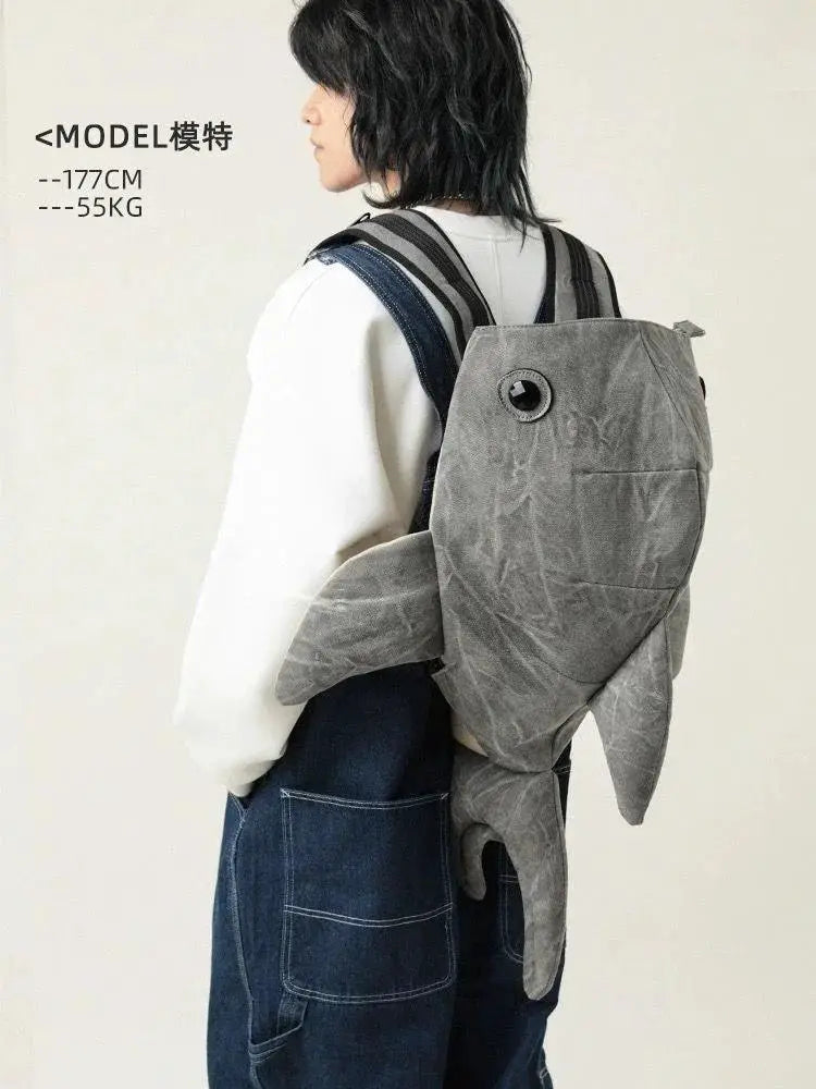 Funny Whale Shark Shape Backpack Travel Bag Men Women