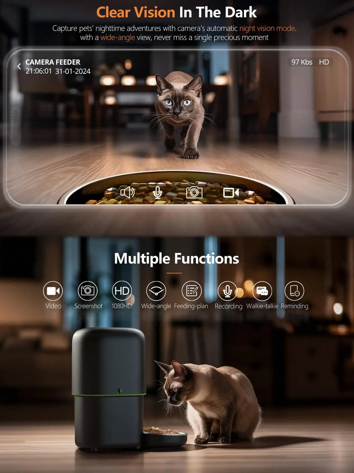 Furpipi Automatic Cat Feeder - 1080PHD Camera And Tuya App Control Smart Feeding
