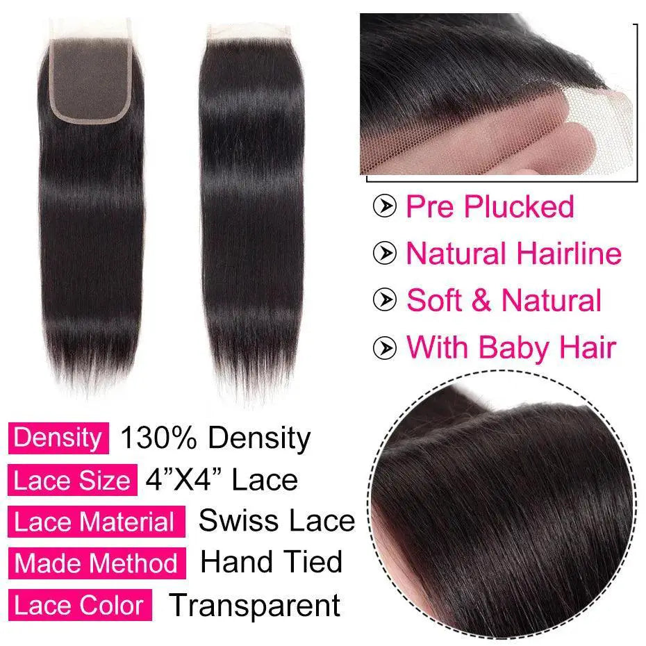 Gabrielle Straight Remy Brazilian Lace Frontal Closure Set