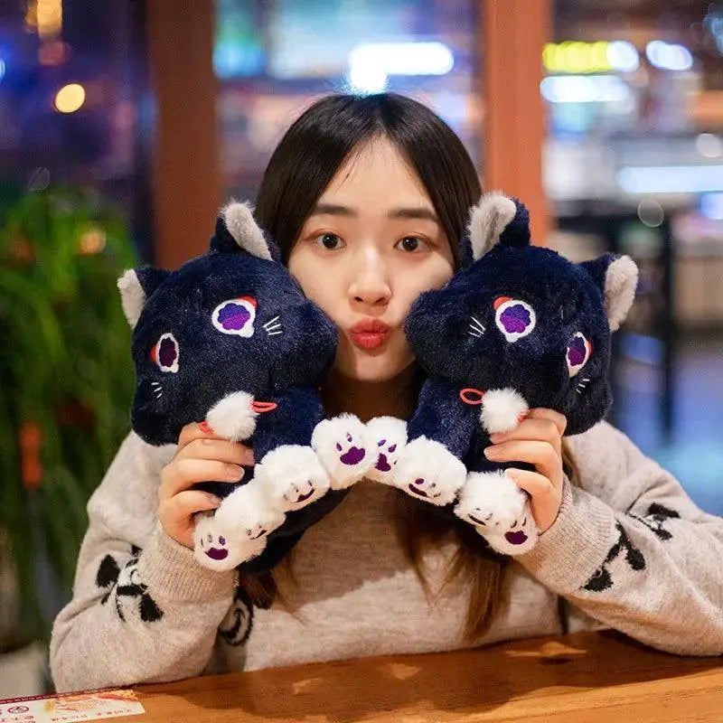 Genshin Impact Black Cat Plush Toy Pillow Fluffy Soft