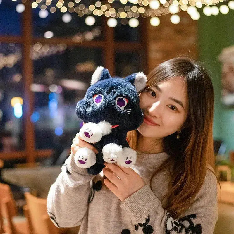 Genshin Impact Black Cat Plush Toy Pillow Fluffy Soft