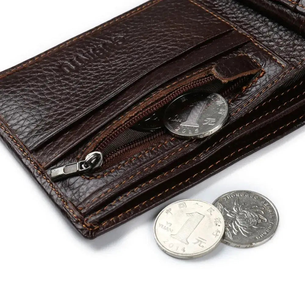 Genuine Leather Mens Wallet With Coin Pocket Stylish Purse