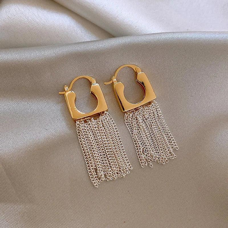 Geometric Fringe Pendant Earrings Copper Alloy For Women