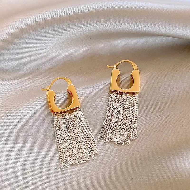 Geometric Fringe Pendant Earrings Copper Alloy For Women