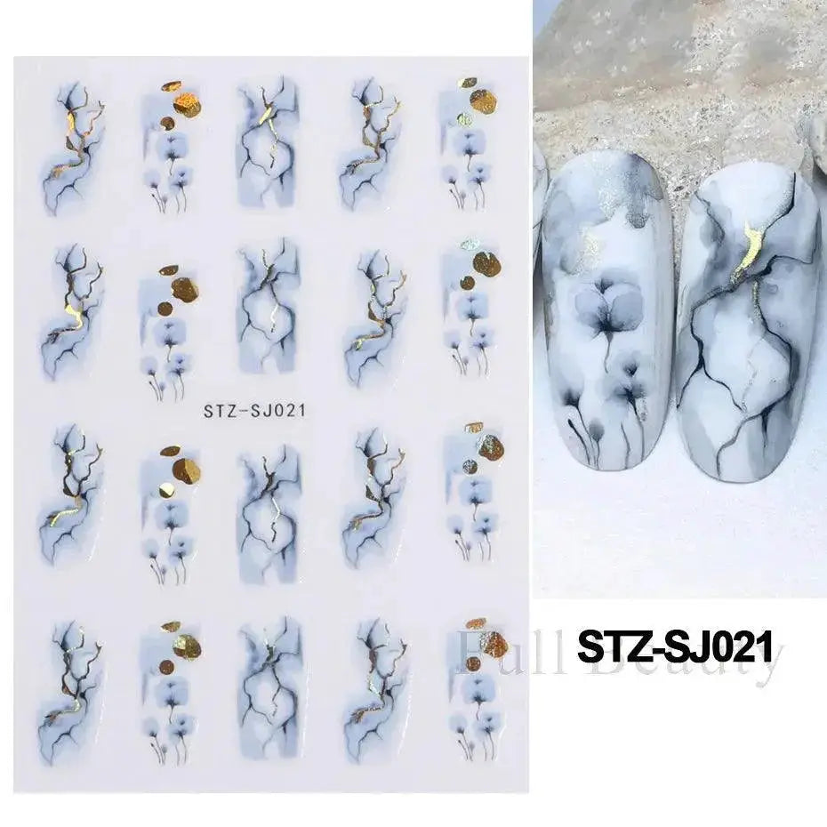 Geometric Gold Laser Nail Stickers Chic Y2K Metallic Art Set