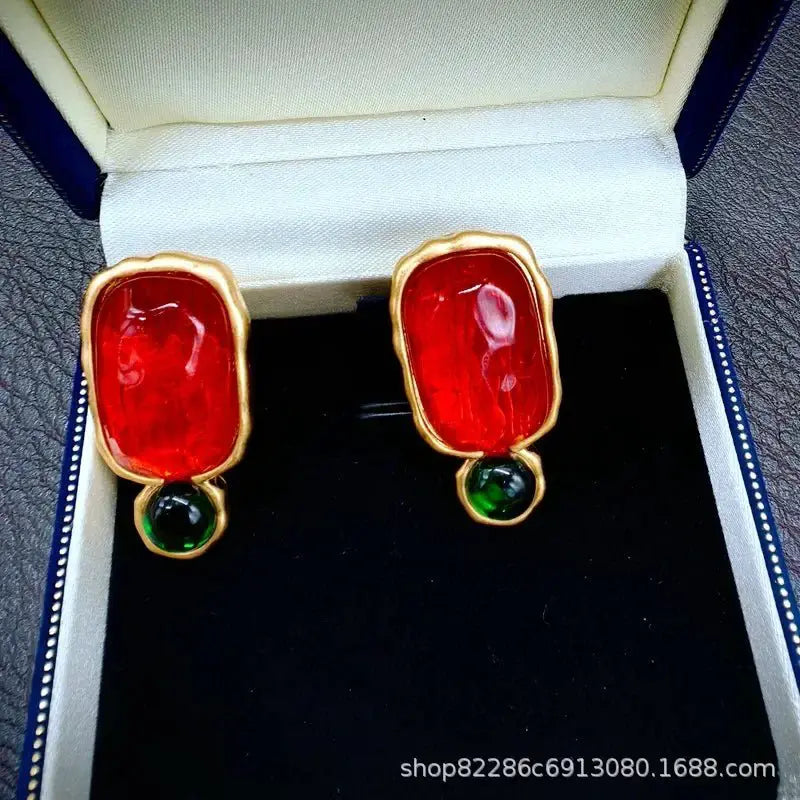 Geometric Jelly Translucent Gemstone Stud Earrings For Women - OurLum.com