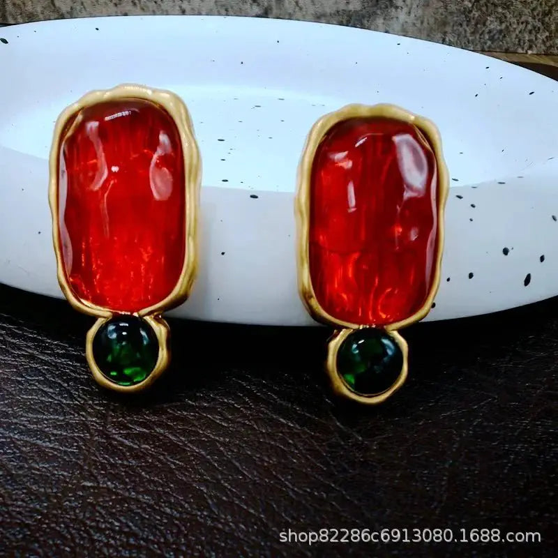 Geometric Jelly Translucent Gemstone Stud Earrings For Women - OurLum.com