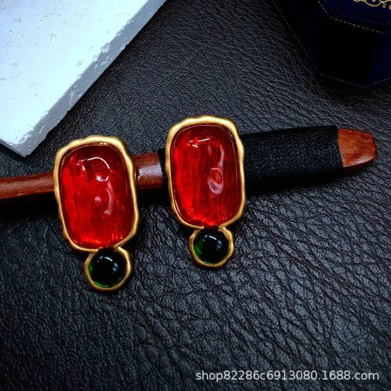 Geometric Jelly Translucent Gemstone Stud Earrings For Women - OurLum.com