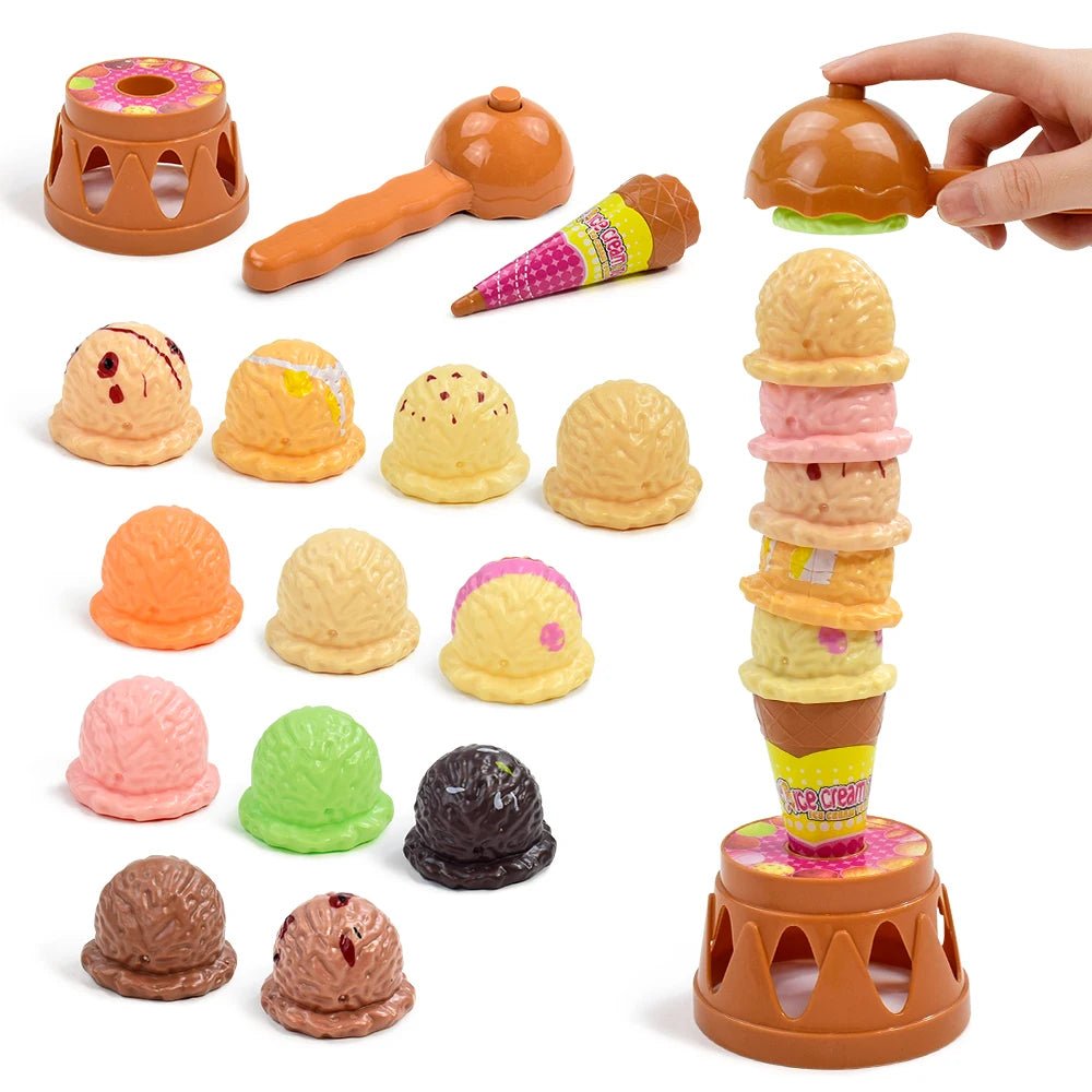GGbell Ice Cream Stack - Up Kitchen Toyset - Pretend Play Builds Fine Motor Skills For Fun