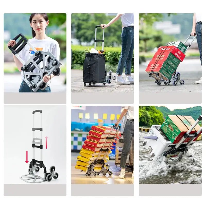 GIANXI Portable Aluminum Grocery Cart Folding Trolley Climber For Easy Shopping
