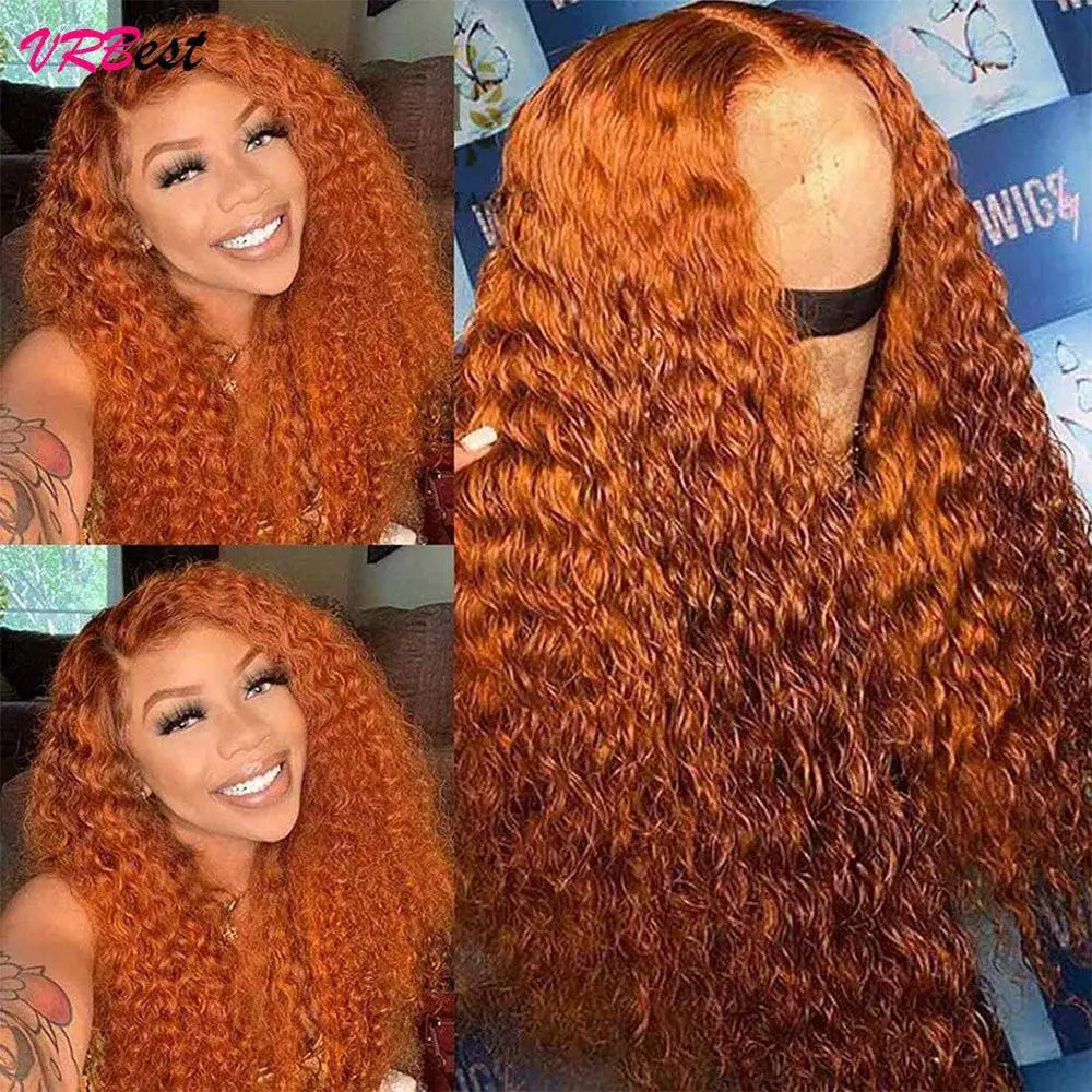 Ginger Orange Deep Wave Lace Front Wig Remy Hair For Women