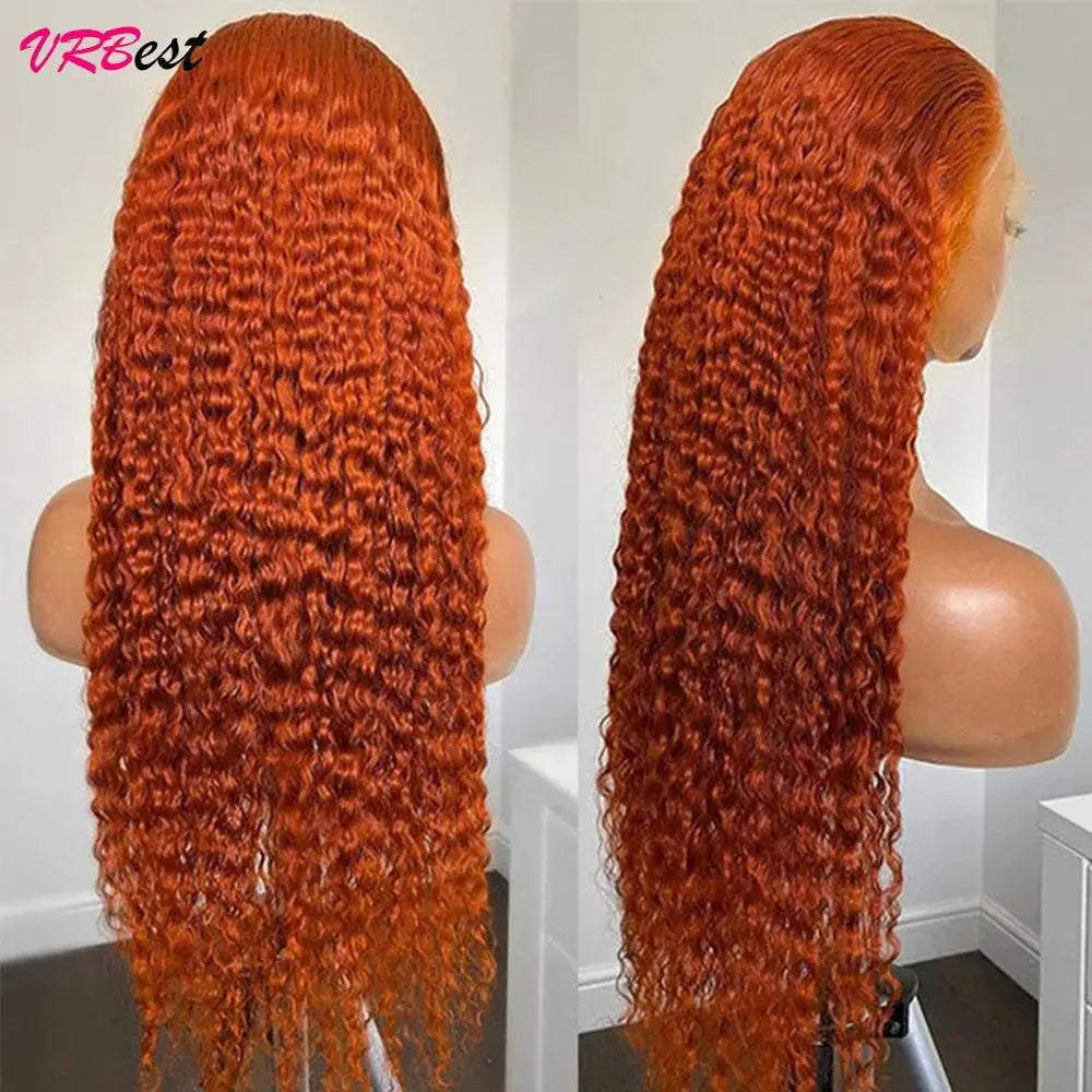 Ginger Orange Deep Wave Lace Front Wig Remy Hair For Women