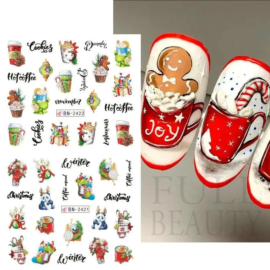Gingerbread Holly Festive Nail Art Stickers For Christmas