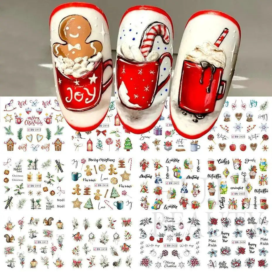 Gingerbread Holly Festive Nail Art Stickers For Christmas