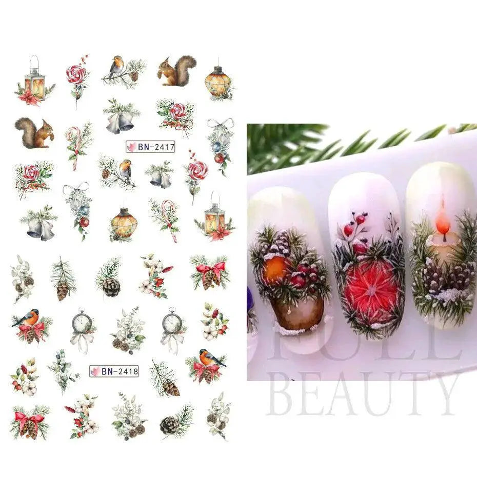 Gingerbread Holly Festive Nail Art Stickers For Christmas
