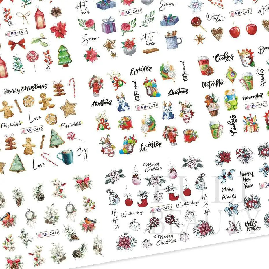 Gingerbread Holly Festive Nail Art Stickers For Christmas