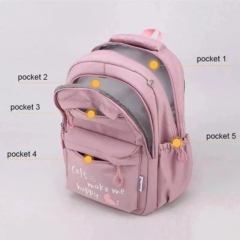 Pink School Backpack For Girls Teens Women Kids Everyday Use