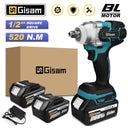 Gisam 520N.M Brushless Electric Impact Wrench Cordless