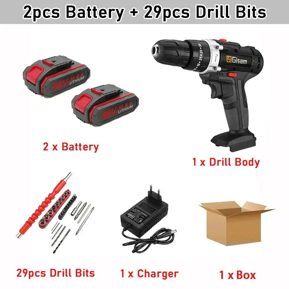 Gisam 88VF Cordless Electric Impact Drill For Home Use