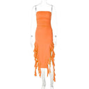 Giyu Chic Red & Black Ruffle Dress - Elegant Summer Gown