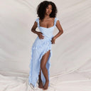 Giyu Chic Red & Black Ruffle Dress - Elegant Summer Gown