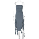 Giyu Chic Red & Black Ruffle Dress - Elegant Summer Gown