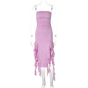 Giyu Chic Red & Black Ruffle Dress - Elegant Summer Gown