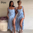 Giyu Chic Red & Black Ruffle Dress - Elegant Summer Gown