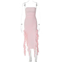 Giyu Chic Red & Black Ruffle Dress - Elegant Summer Gown