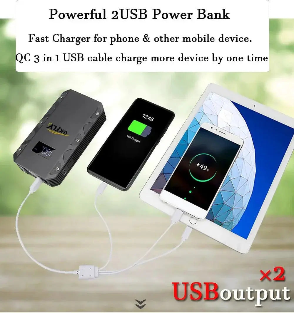 GKFLY Ultra Power Car Jump Starter 1500A 2000A 3000A Battery