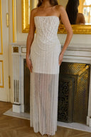 Glam Ivory Sequin Strapless Wedding Gown