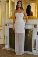 Glam Ivory Sequin Strapless Wedding Gown