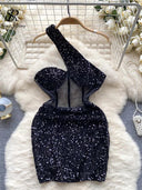 Glamorous Mesh Sequins Midi Dress Elegant Bodycon Fashion Style